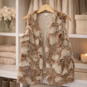 Decree Faux Fur Vest Spotted Patchwork Mob Wife Snow Leopard Medium Gilet Y2K